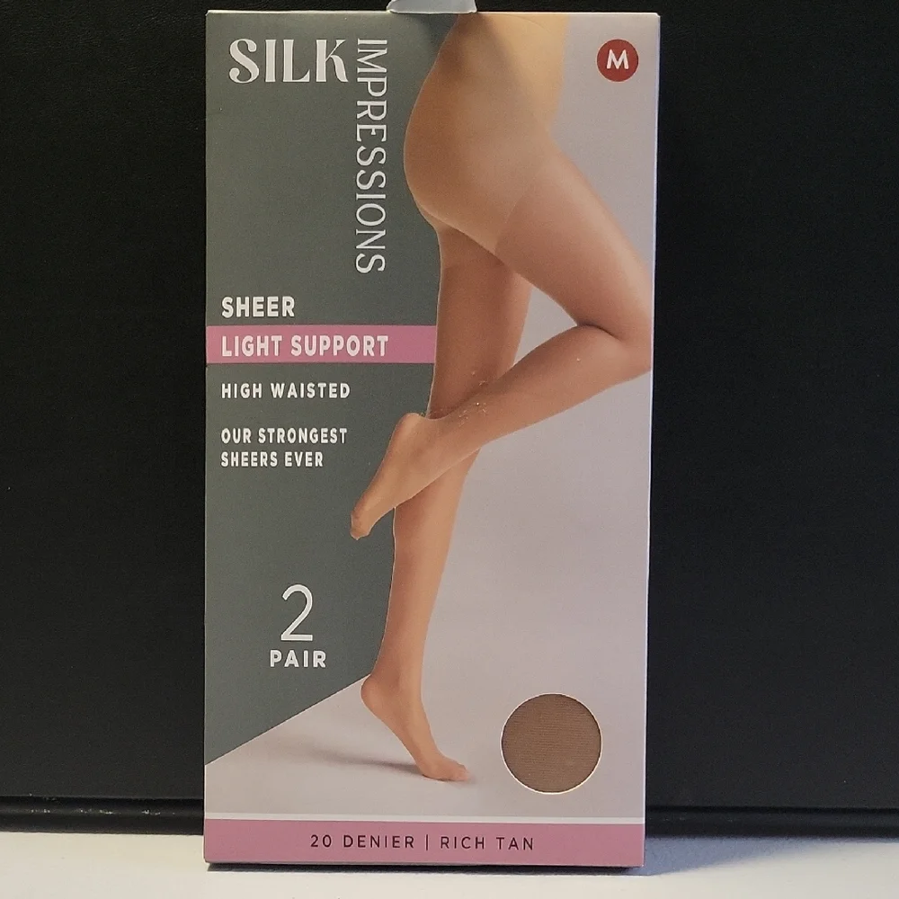 Silk Impressions Sheer Light Support 2-Pack Hosiery - Rich Tan O6